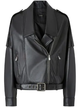 PINKO ドロップショルダー ライダースジャケット | ブラック | FARFETCH JP