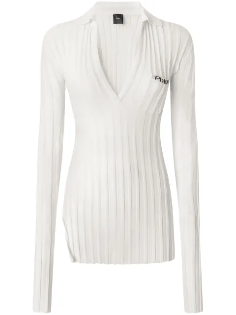 PINKO ribbed-knit polo shirt