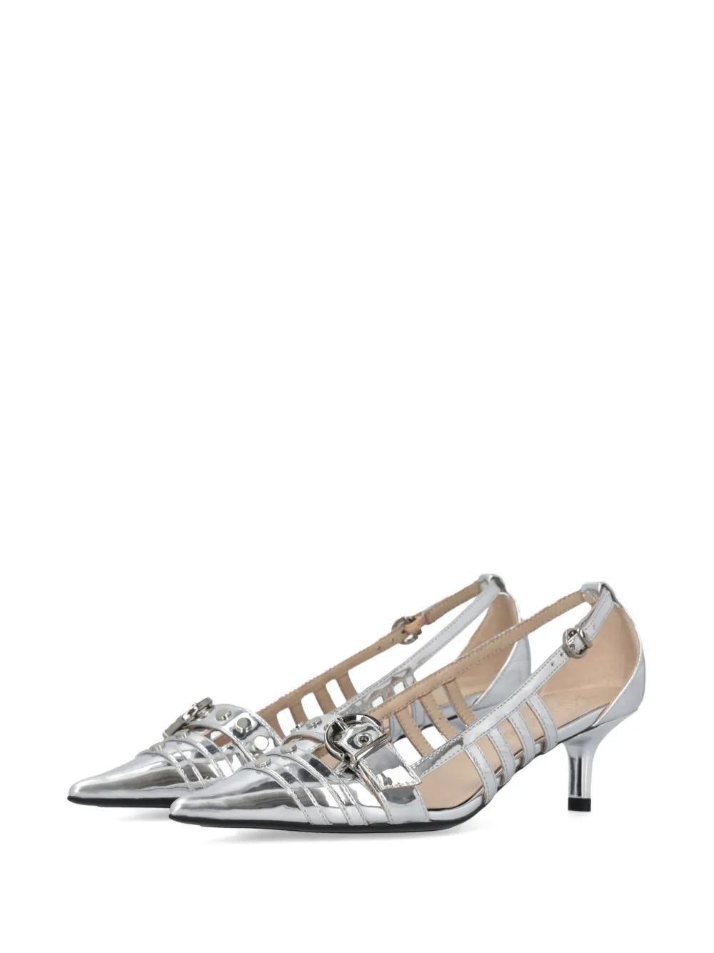 PINKO multi-straps leather pumps Silver