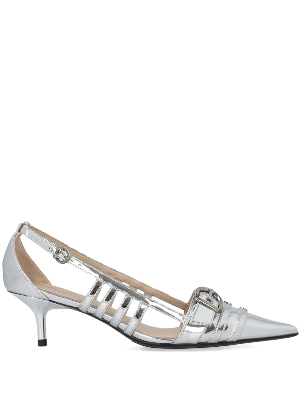 PINKO Leren pumps met bandjes Zilver