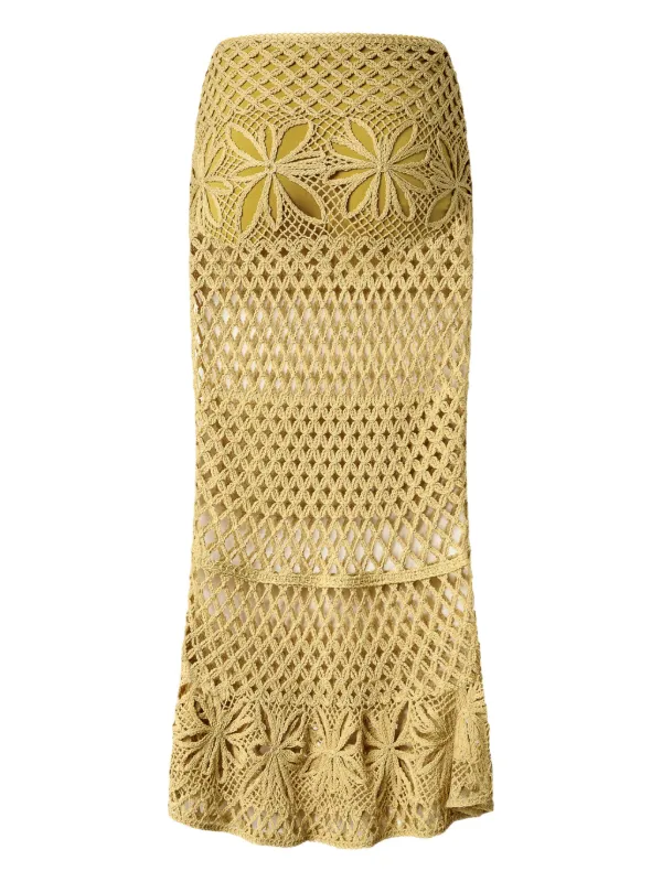 PINKO crochet-knit Skirt Yellow FARFETCH NZ