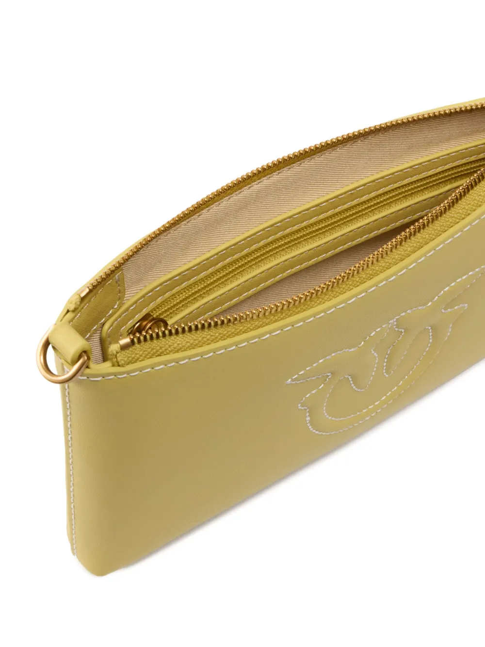 PINKO Clutch met logo-reliëf Geel