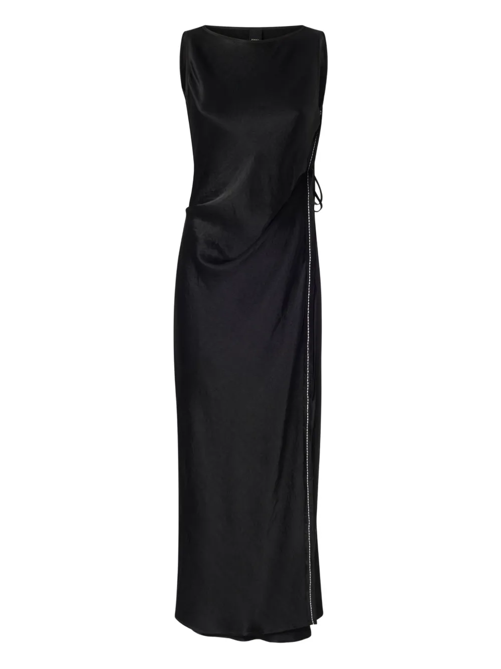 PINKO side-tie satin-paneled midi dress Zwart