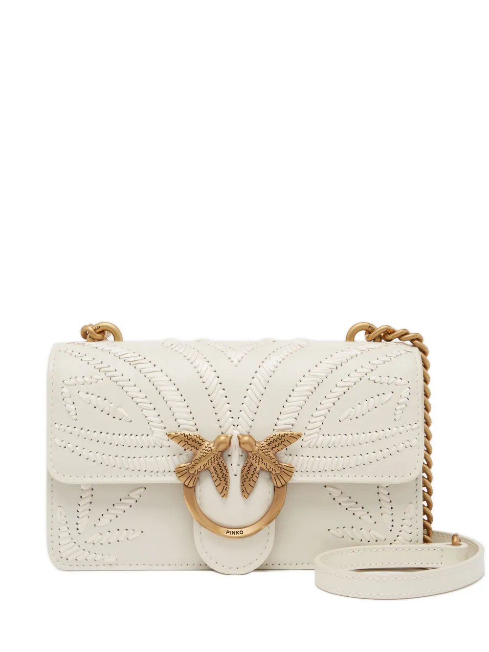 Shop Pinko Love One Shoulder Bag In Neutrals