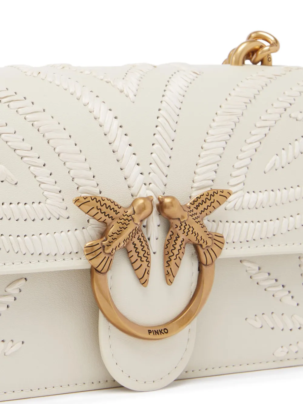 Shop Pinko Love One Shoulder Bag In Neutrals