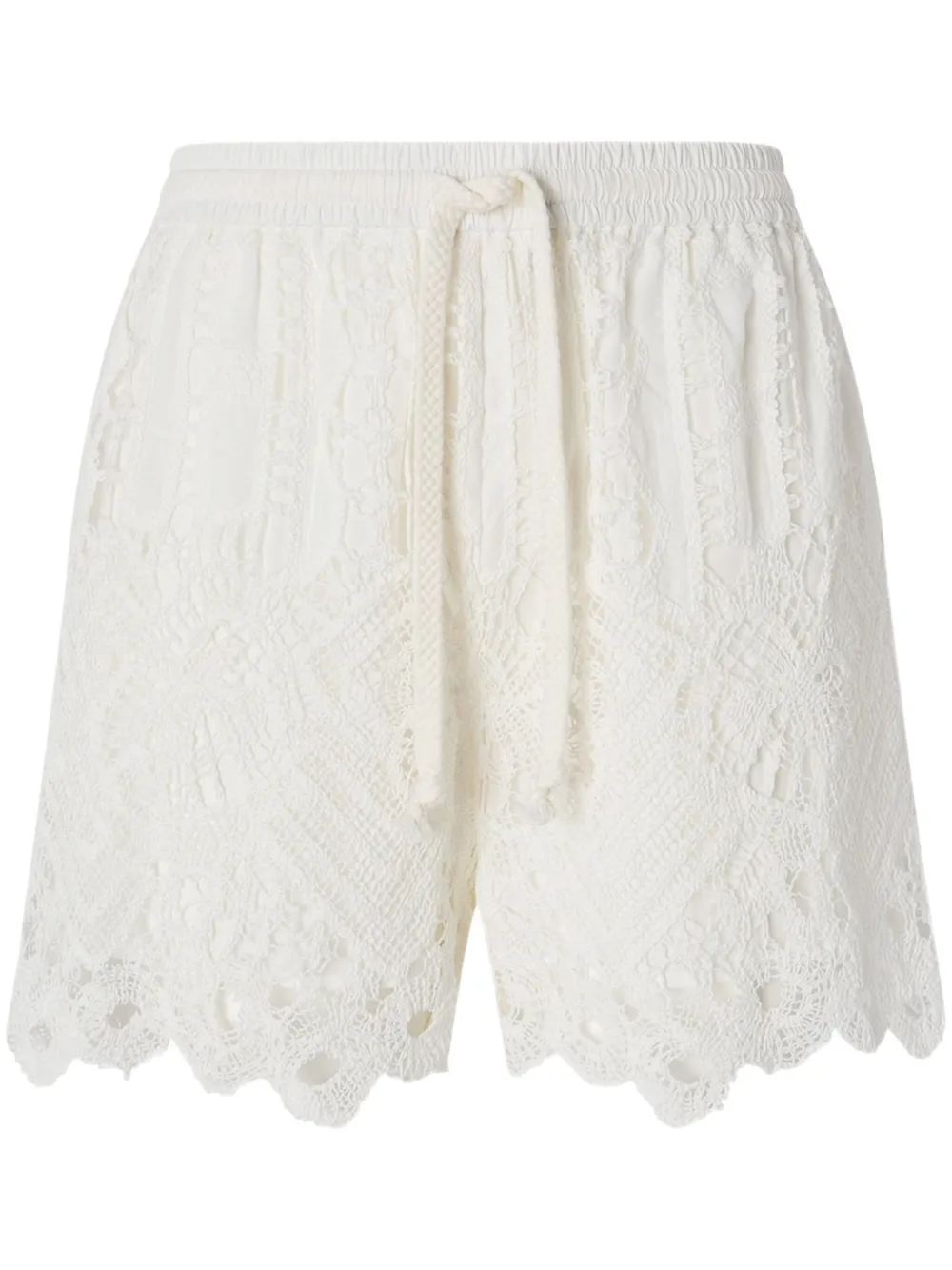 Pinko White Lace Design Serenata Rap Shorts In White