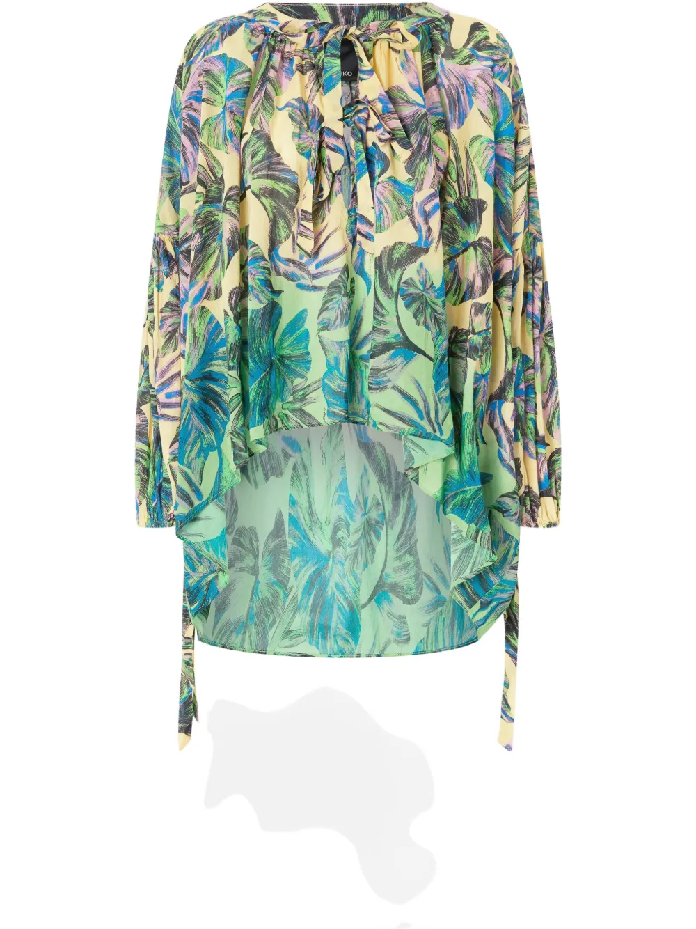 Shop Pinko Leaf-print Blouse In Green