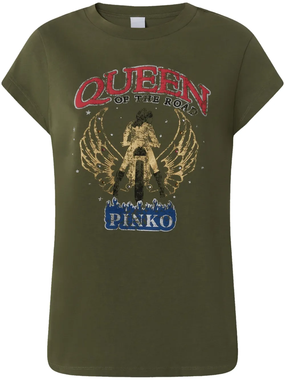 PINKO Queen Of The Road-print T-shirt Groen