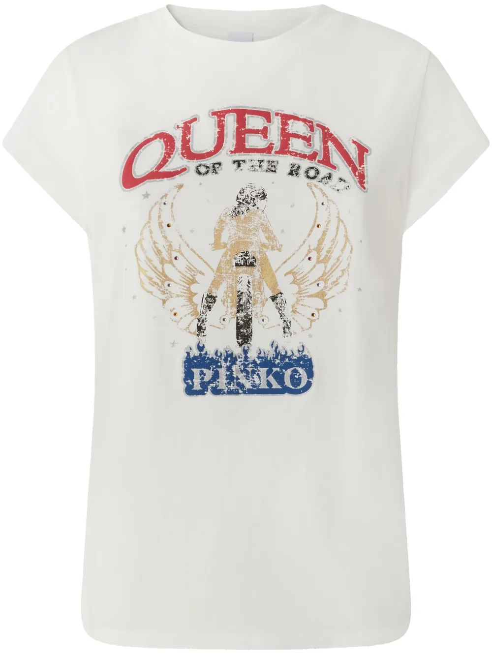 PINKO Queen Of The Road-print T-shirt Wit