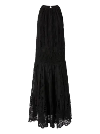 PINKO Lace Tiered Dress | Black | FARFETCH OM