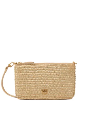 クラッチバッグ PINKO Raffia flat clutch Brown Chevron raffia flat clutch with fringe PINKO → Shop Online