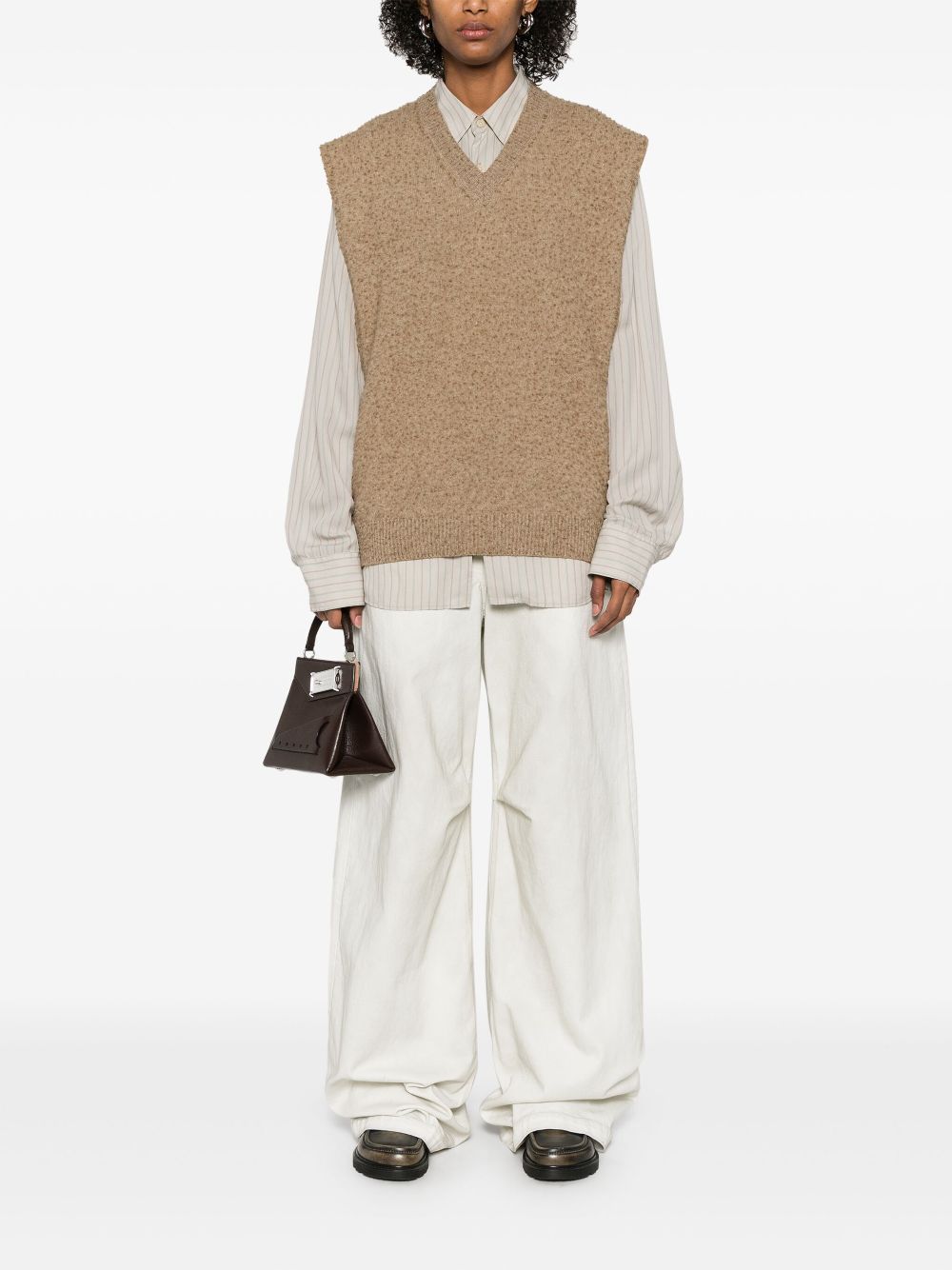 Maison Margiela piled-knit vest - Bruin