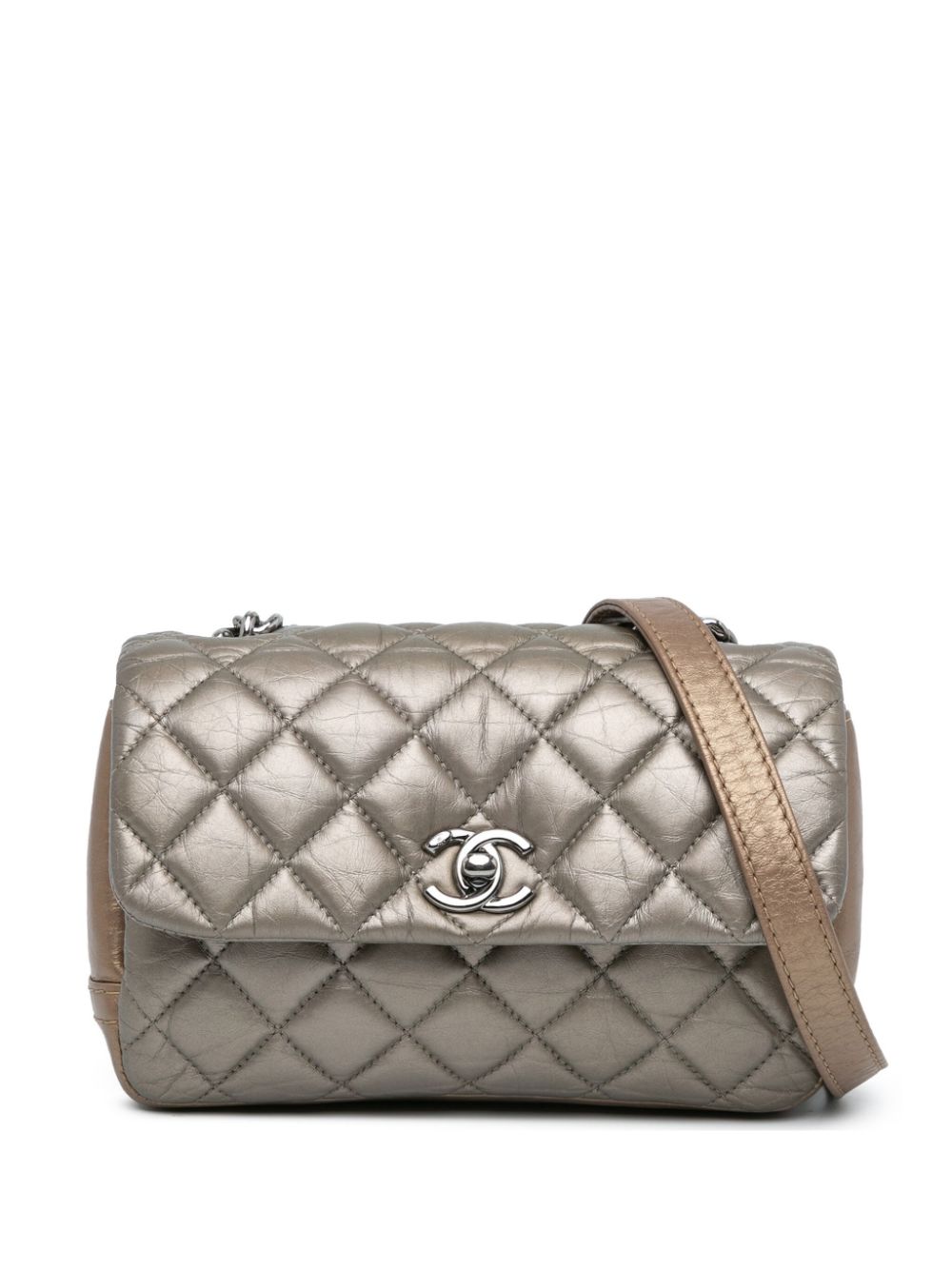 Affordable HOT SALE CHANEL 2012 Mini Quilted Metallic Calfskin Lady Pearly Flap crossbody bag Women