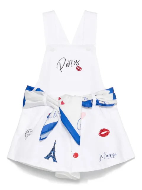 Lapin House slogan-print dungarees