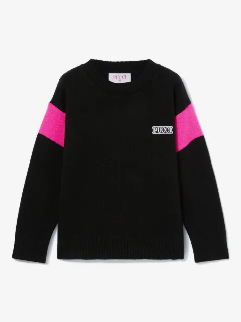 PUCCI Junior suéter con logo en intarsia