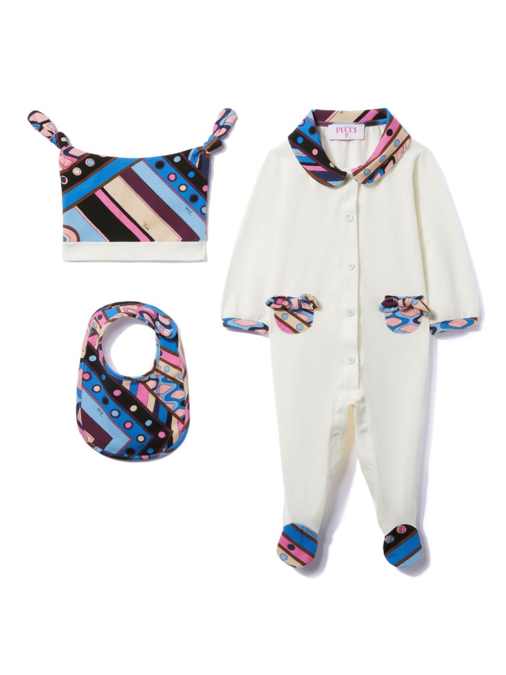 PUCCI Junior Vivara-print babygrow set - White