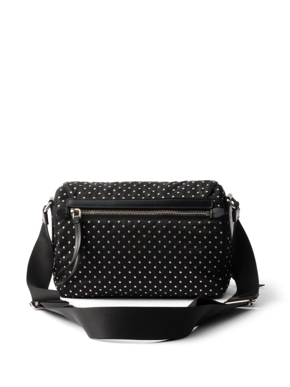 Prada studded Re-Nylon shoulder bag - Zwart