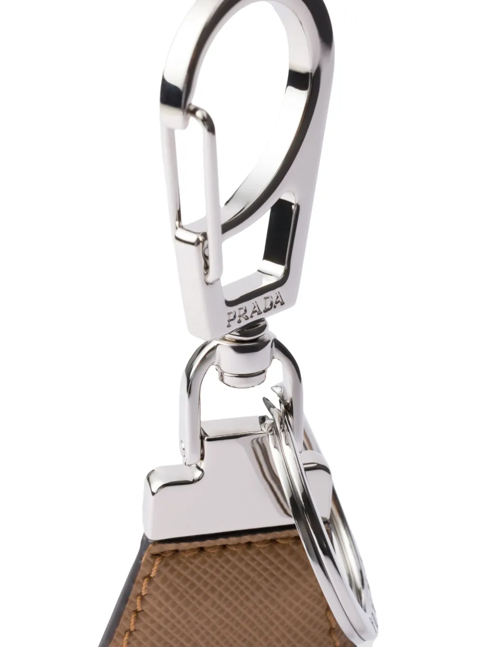 Prada Saffiano leren sleutelhanger Bruin