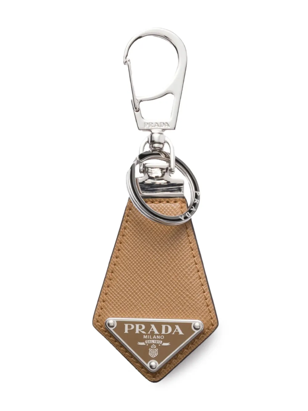 Prada Saffiano-leather keyring - Marrone