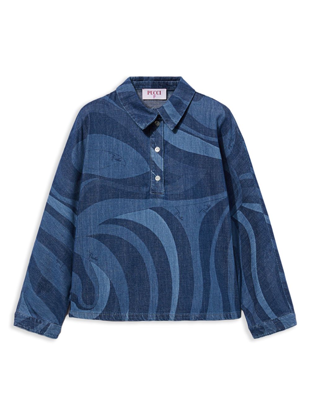 PUCCI Junior Shirt met Marmo-print Blauw