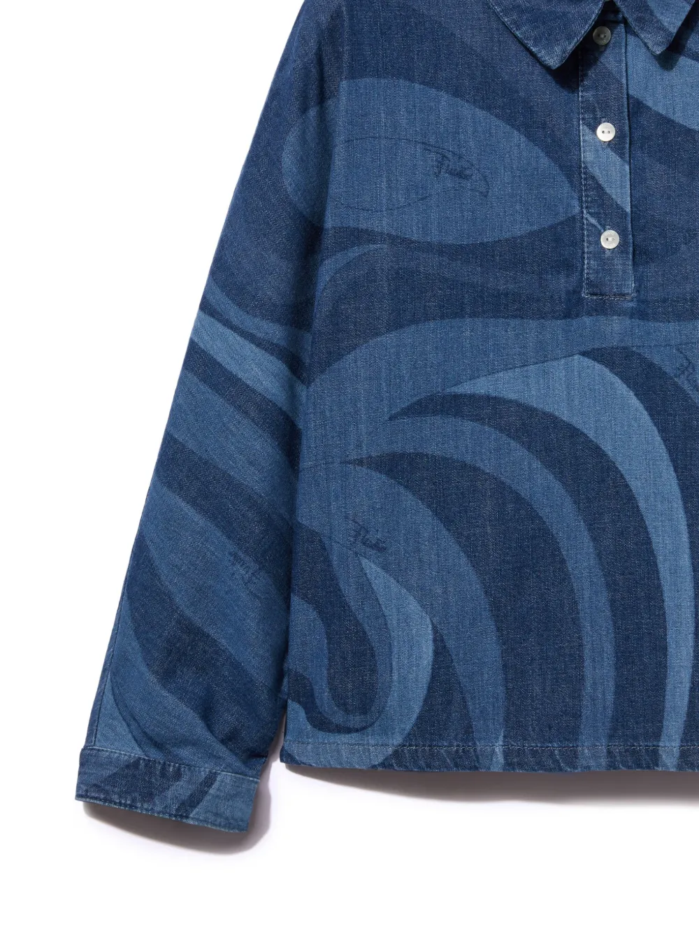 PUCCI Junior Shirt met Marmo-print Blauw
