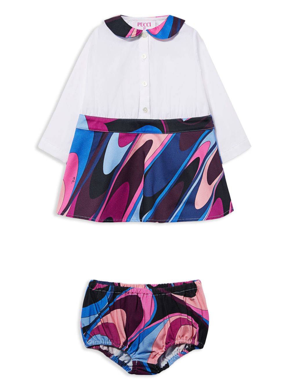 PUCCI Junior Onde-print dress set - White