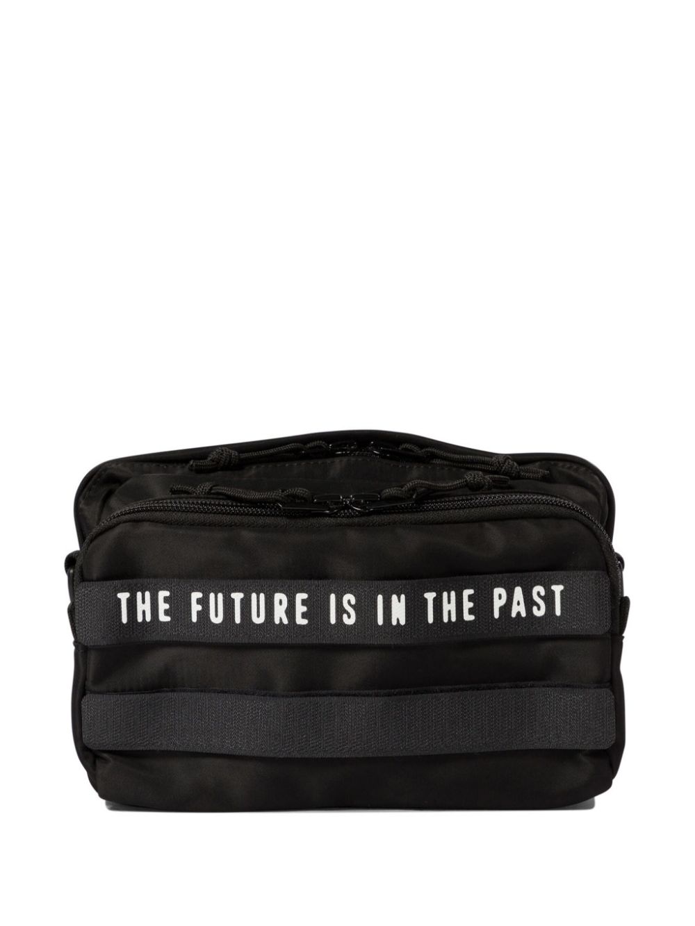 slogan-print messenger bag