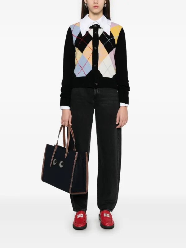 GANNI アーガイル柄 ニットカーディガン GANNI アーガイル柄 カーディガン GANNI】 Vネック アーガイル ニット