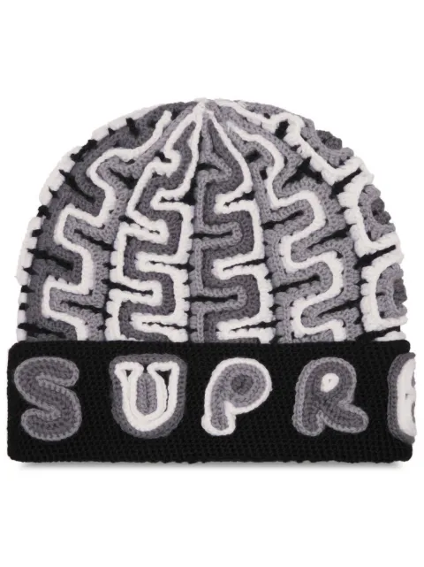 Supreme gorro Yarn Appliqué Black/White