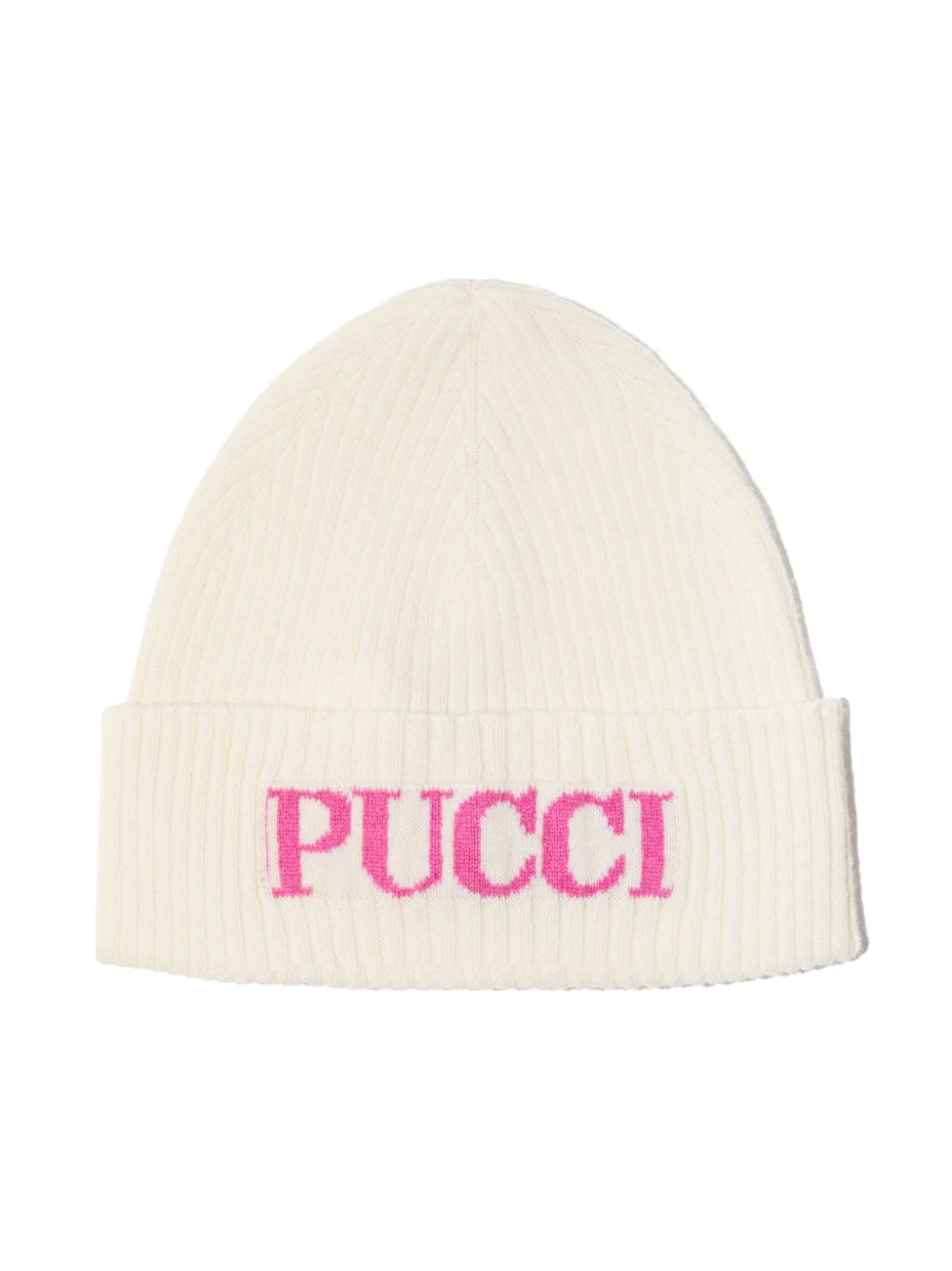 PUCCI Junior intarsia-logo beanie hat - White