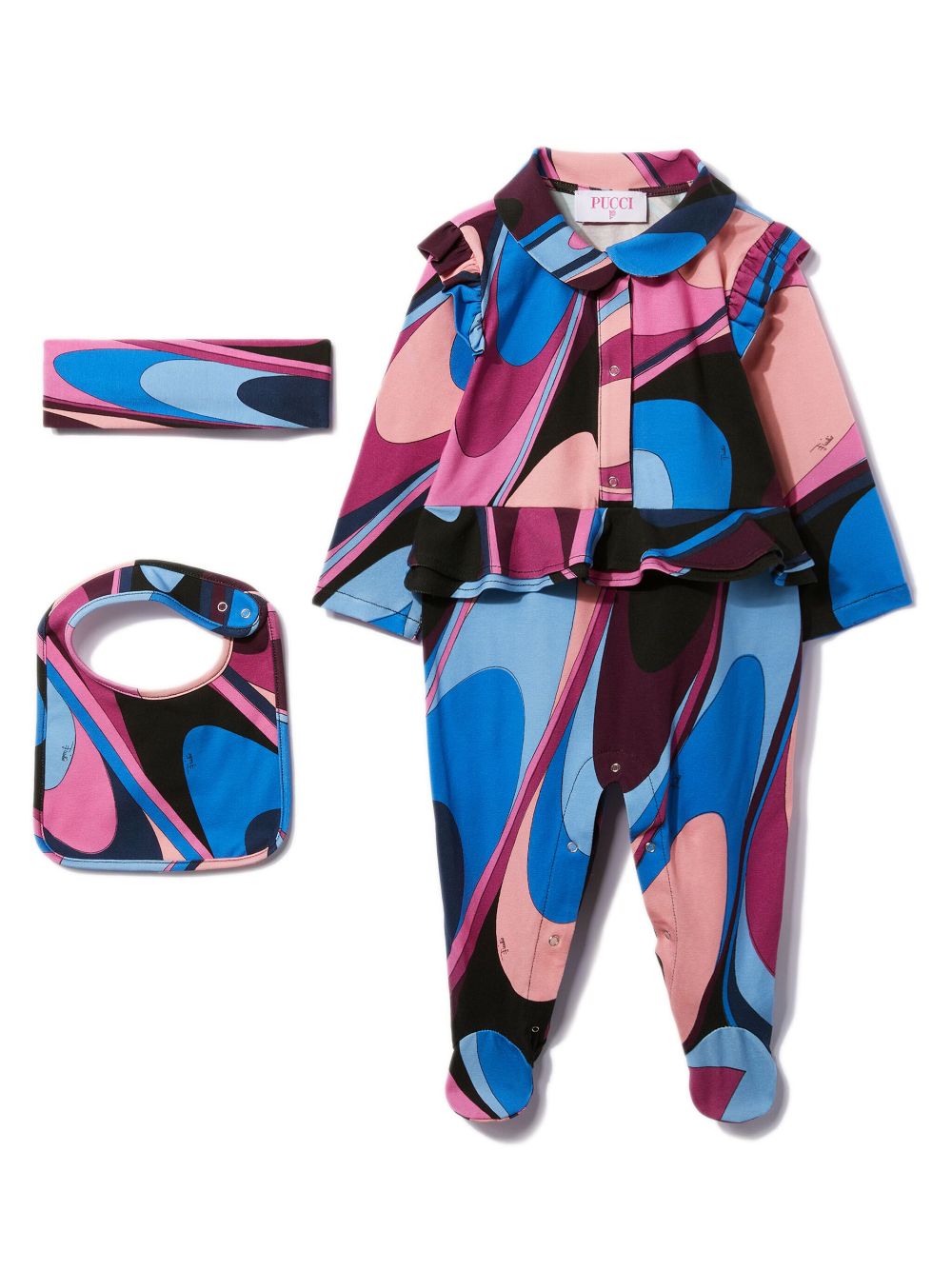 PUCCI Junior Onde-print babygrow set - Pink