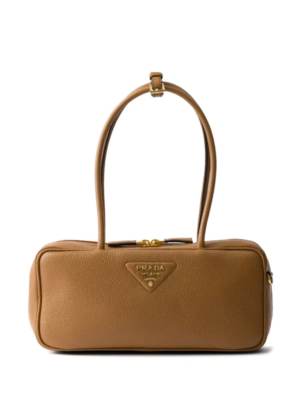 Prada Bolsa Tote Média De Couro | Marrom | FARFETCH BR