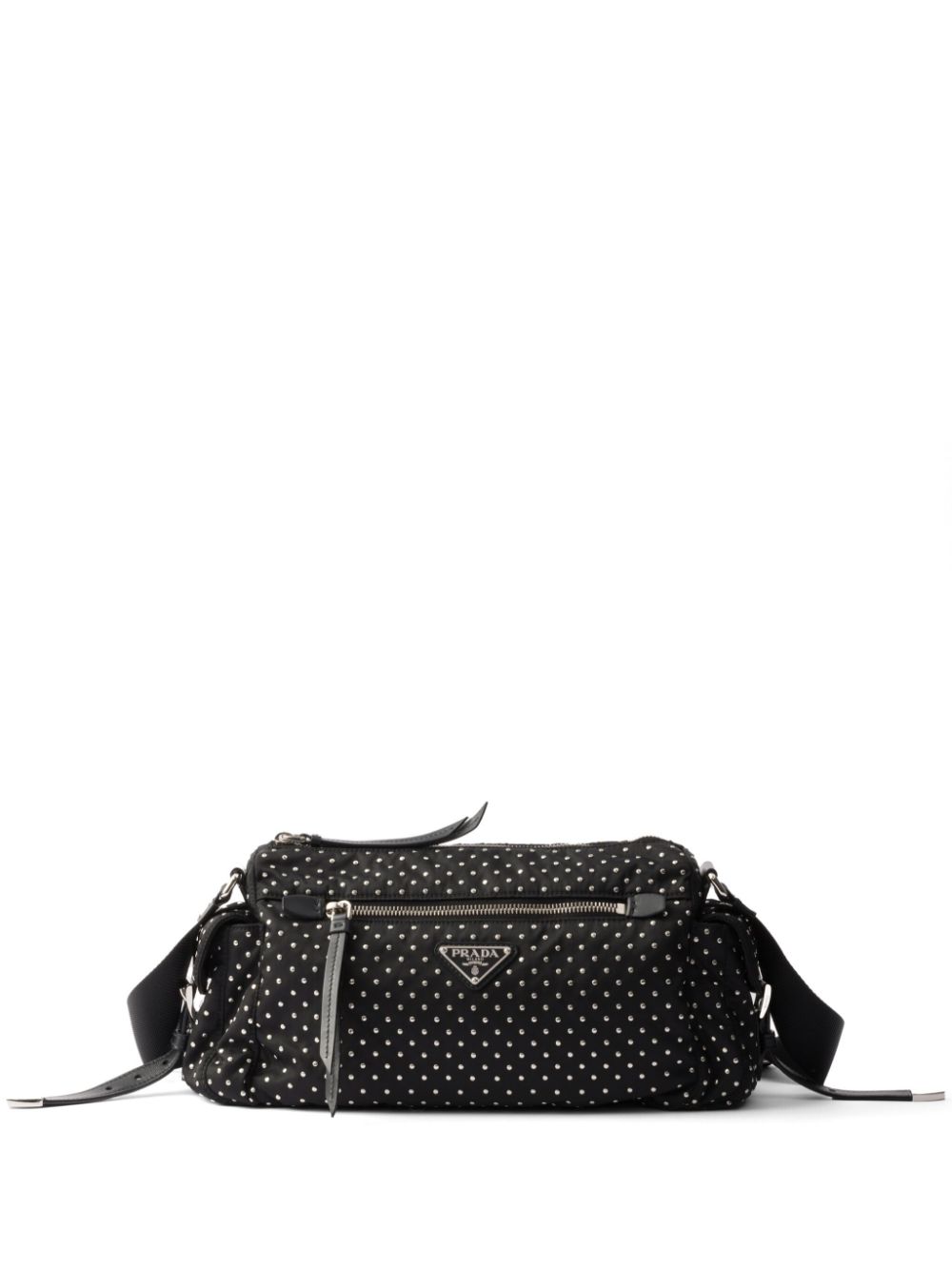 Prada Studded Re Nylon Shoulder Bag Black FARFETCH UK