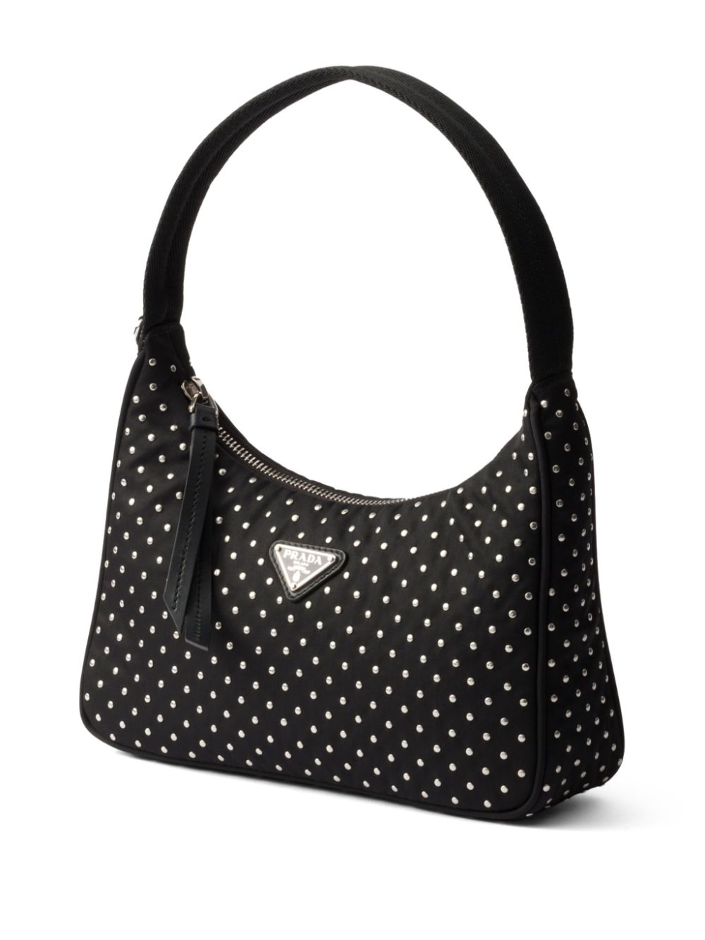 Prada Re-Nylon kleine tas met studs Zwart