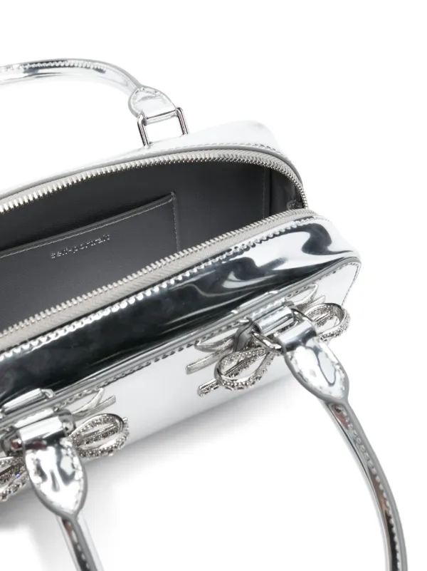 Self-Portrait Mini Leather Tote Bag | Silver | FARFETCH