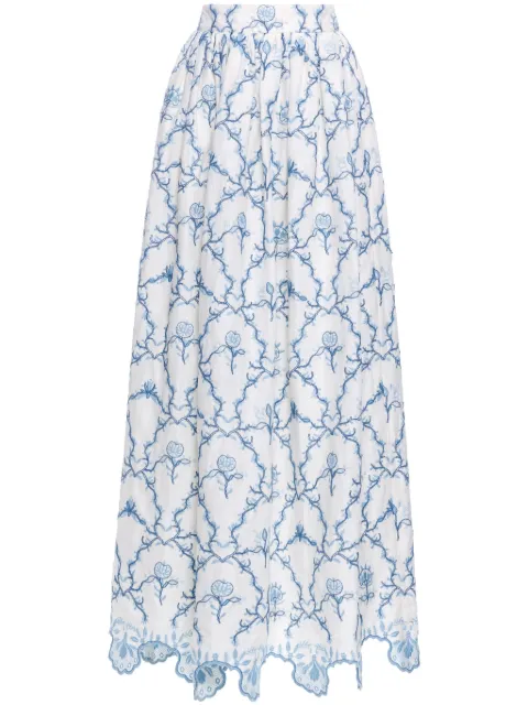 Agua By Agua Bendita Tangelo Floritura maxi skirt