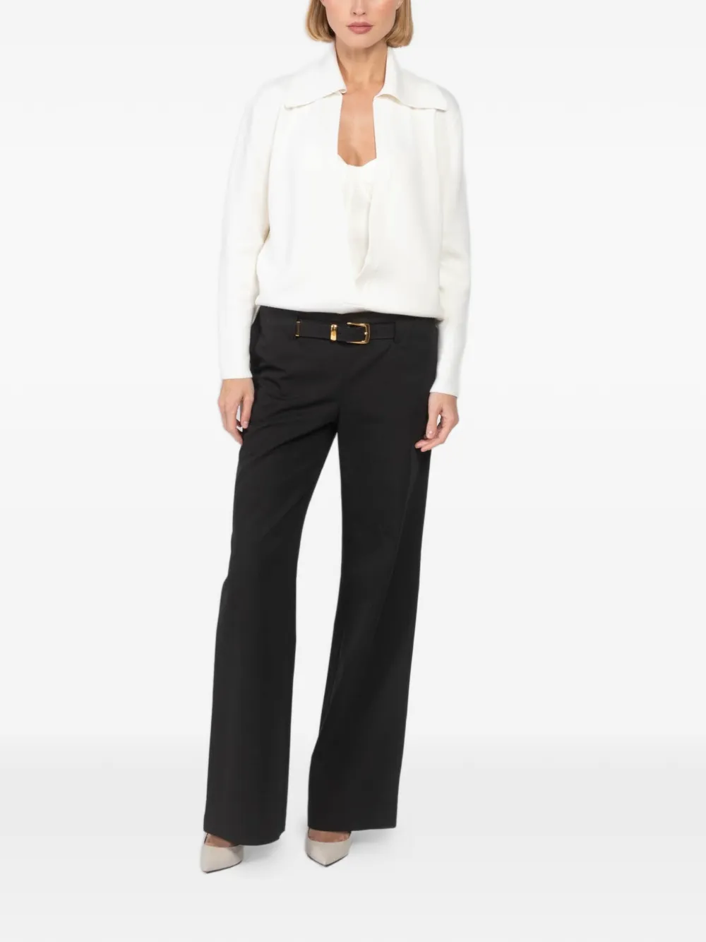 Brandon Maxwell Luma blouse met brede kraag en zijsplit - Wit
