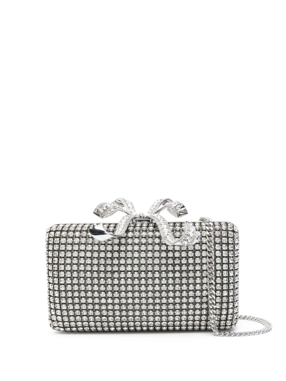 Self-Portrait crystal-embellished clutch bag - Silver