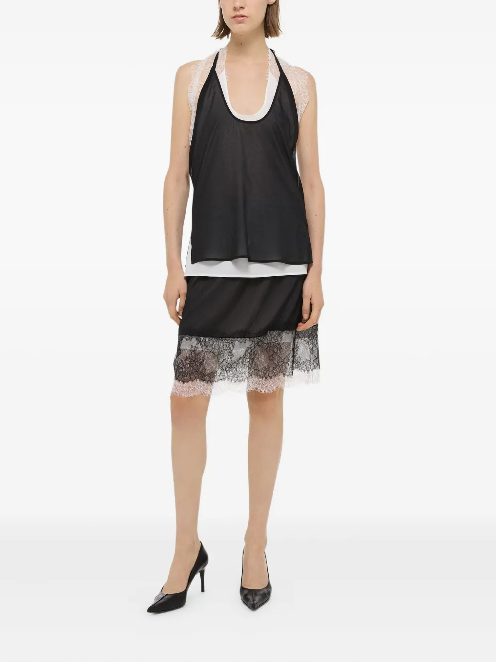 Harris Wharf London Lace-trimmed Slip Skirt
