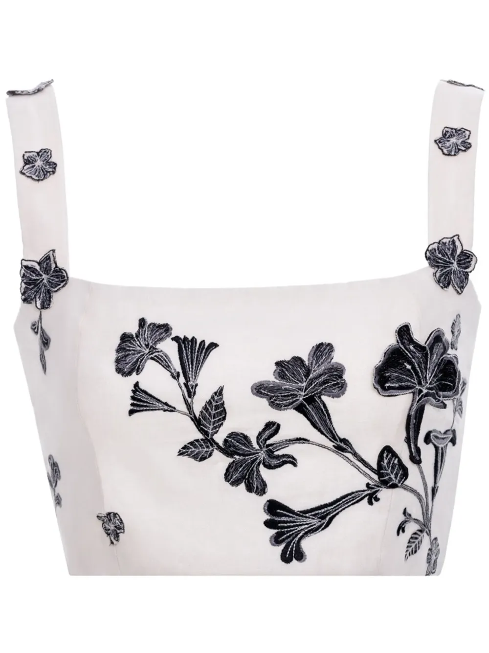 Agua By Agua Bendita Cacao Gauyacan Embroidered Linen Crop Top In White