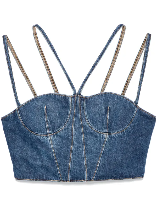 Nensi Dojaka ビスチェ デニムトップ | ブルー | FARFETCH JP Nensi Dojaka ビスチェ デニムトップ | ブルー | FARFETCH JP