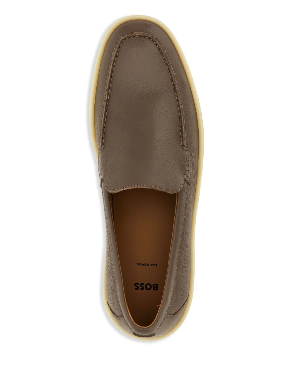 BOSS grained-leather loafers Brown