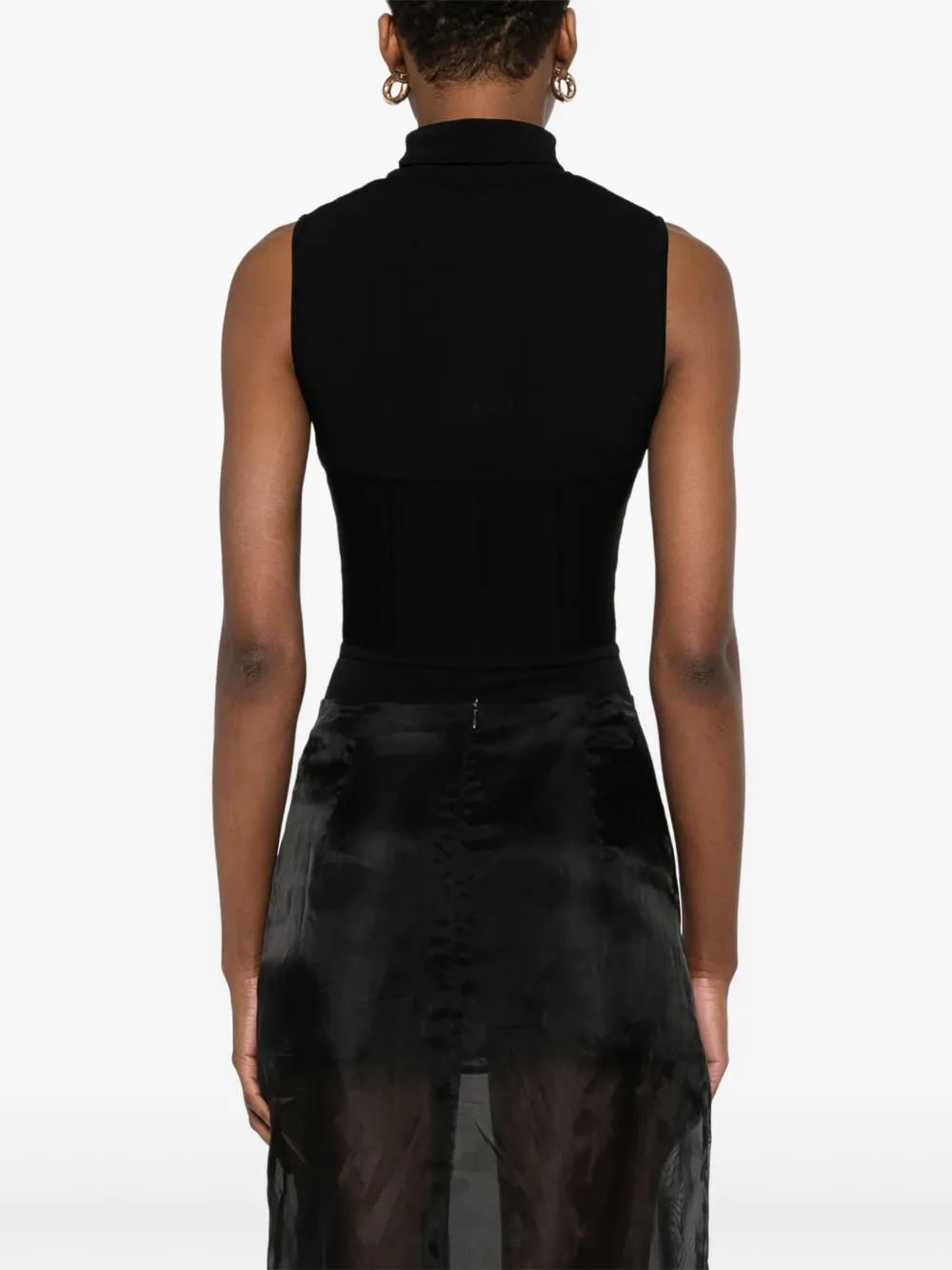 Shop Nensi Dojaka Knitted Corset Bodysuit In Black