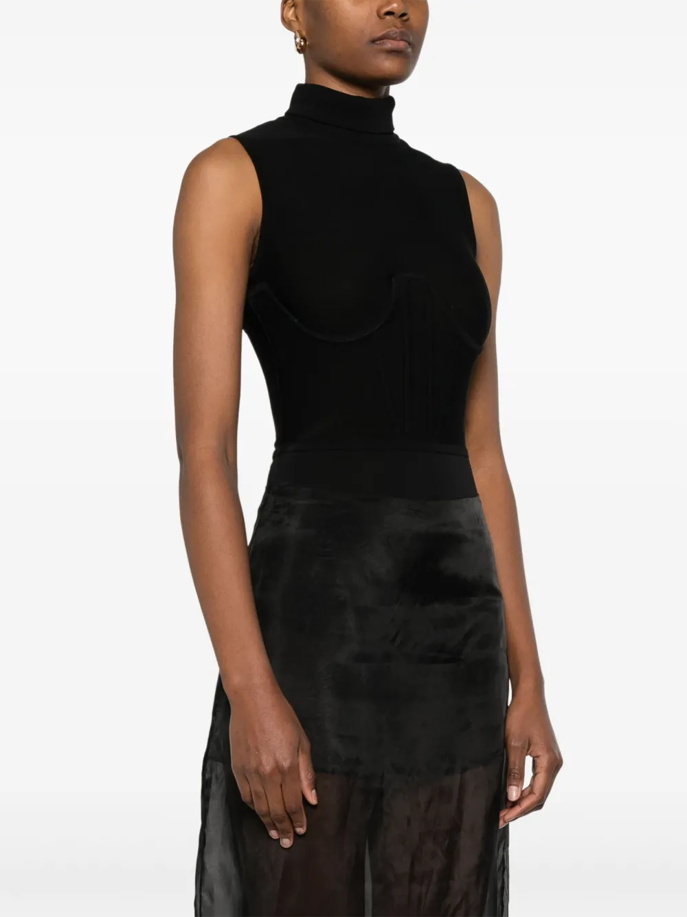 Shop Nensi Dojaka Knitted Corset Bodysuit In Black