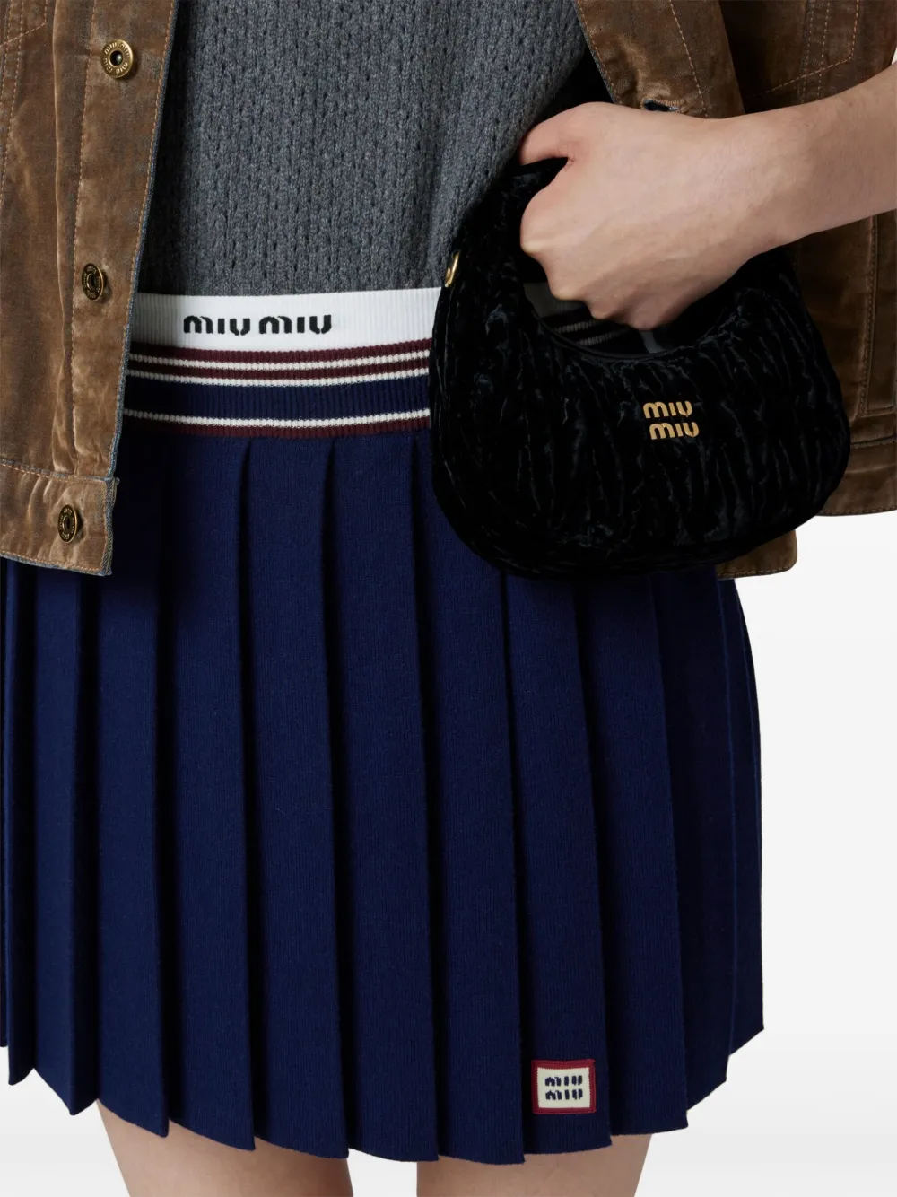 Miu Miu Wander fluwelen mini-tas - Zwart