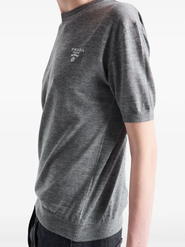 Prada Knitted T-Shirt | Grey | FARFETCH