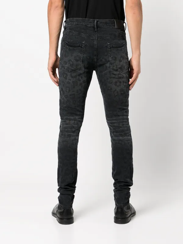 Purple Brand Monogram Leopard Print Jeans 