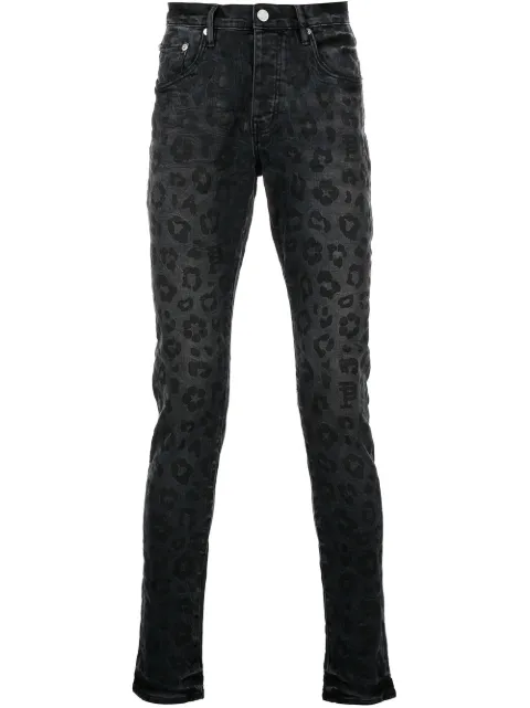 Purple Brand Monogram Leopard Print Jeans "Black"