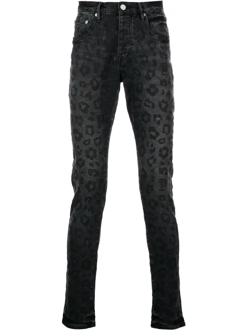 Monogram Leopard Print Jeans "Black" - Purple Brand - Modalova