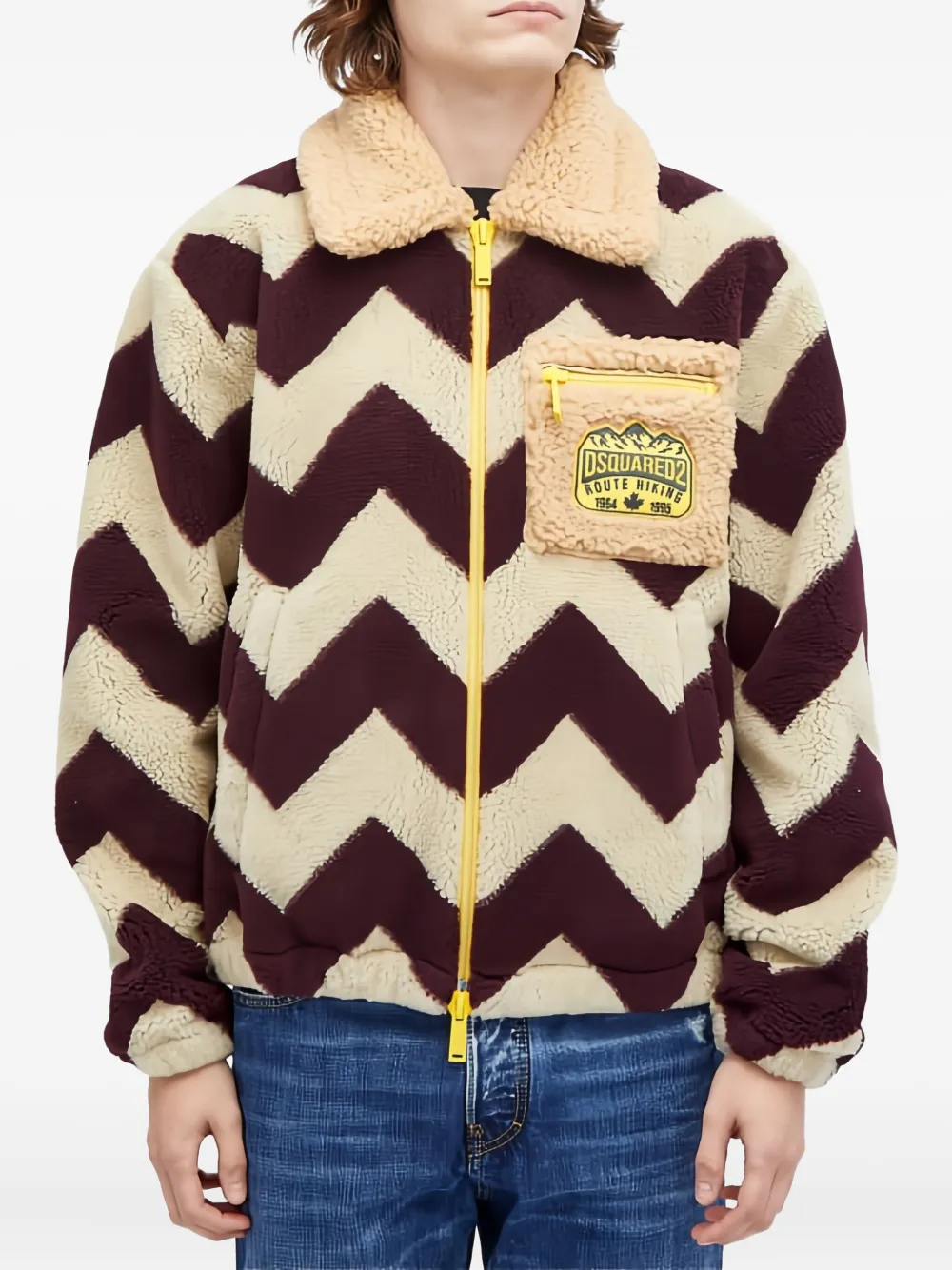 Dsquared2 Chevron Zip Jacket In Brown